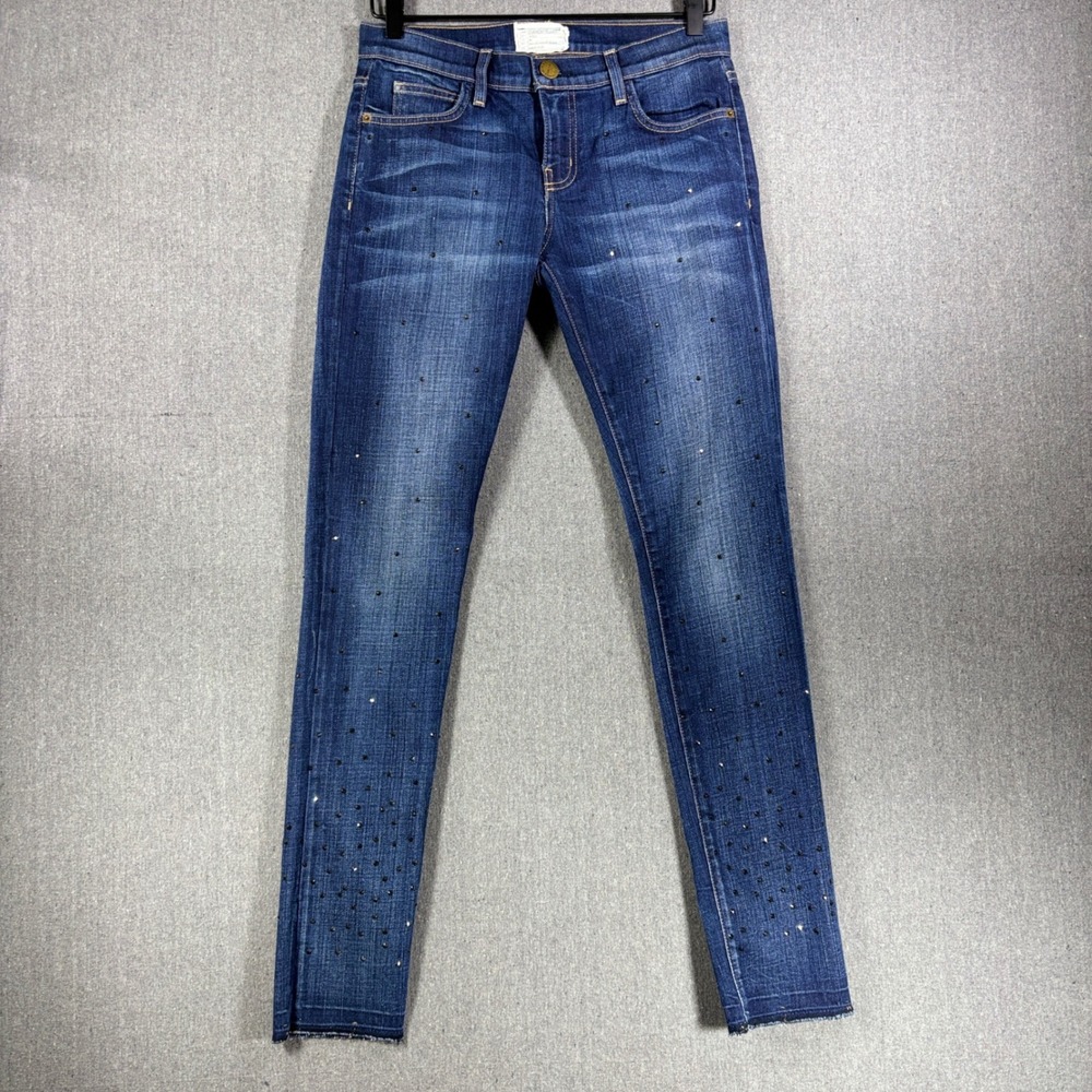Current/Elliott The Roller Jeans Women 25 Blue Rhinestone Showgirl 1164-0400